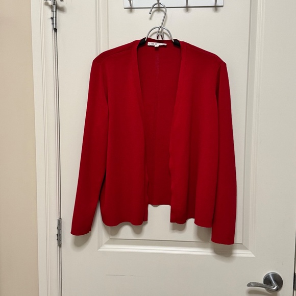 Cleo Petites Red Open-Front Cardigan L, easy professional polished office wear - Picture 3 of 6